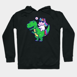 Cute Unicorn With Dino Cartoon Hoodie